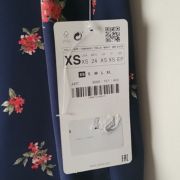 NWT Zara XS Navy Sheer Retro Coquette Neck Tie BOW Ruffle Cottagecore Blouse - Picture 6 of 13